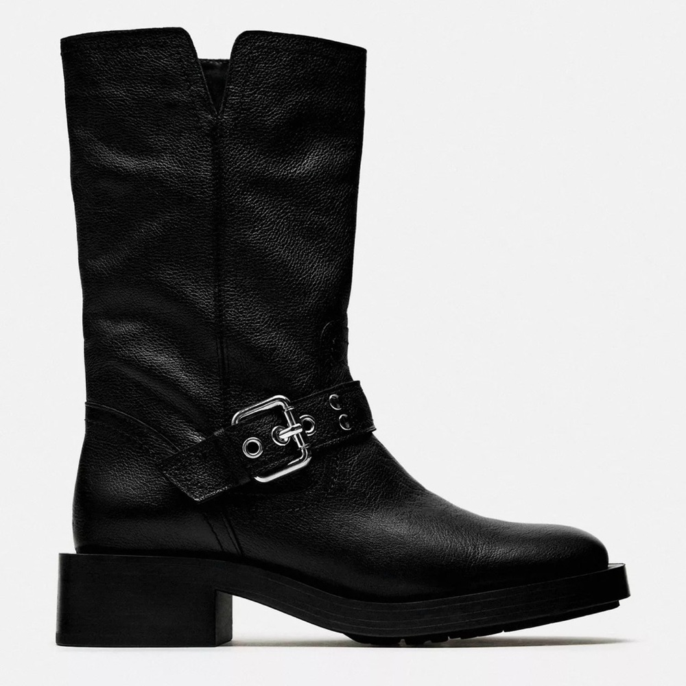 Zara Black Combat & Moto Boots